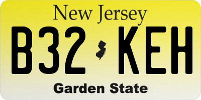 NJ license plate B32KEH