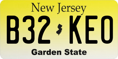 NJ license plate B32KEO