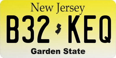 NJ license plate B32KEQ