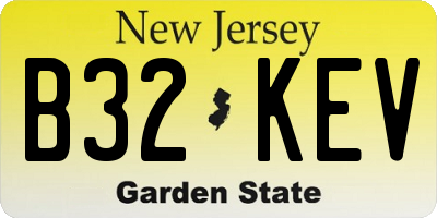 NJ license plate B32KEV