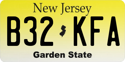 NJ license plate B32KFA