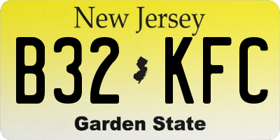 NJ license plate B32KFC