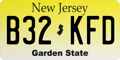 NJ license plate B32KFD