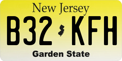 NJ license plate B32KFH