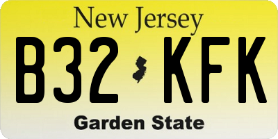 NJ license plate B32KFK