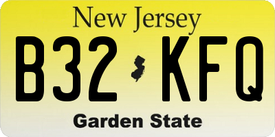 NJ license plate B32KFQ