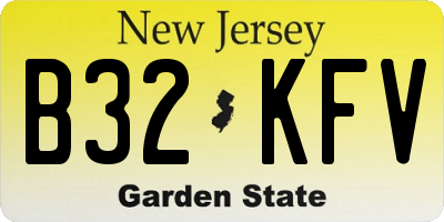 NJ license plate B32KFV