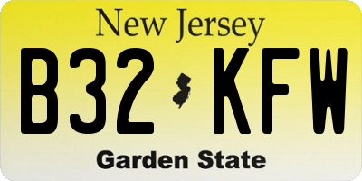 NJ license plate B32KFW