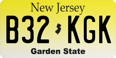 NJ license plate B32KGK