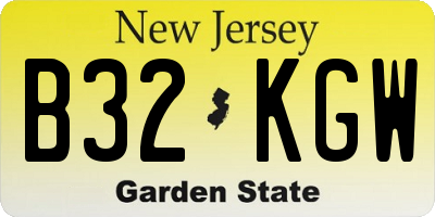 NJ license plate B32KGW
