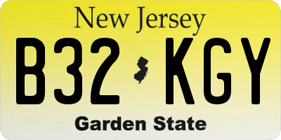 NJ license plate B32KGY
