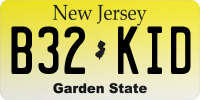 NJ license plate B32KID