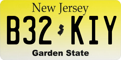 NJ license plate B32KIY