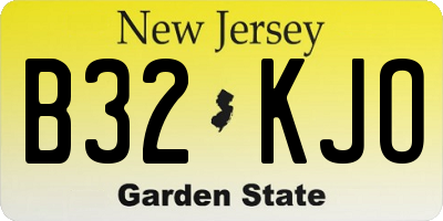 NJ license plate B32KJO