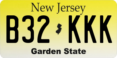 NJ license plate B32KKK