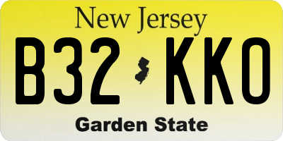 NJ license plate B32KKO