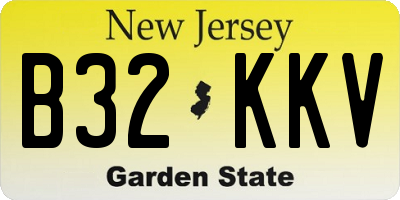 NJ license plate B32KKV