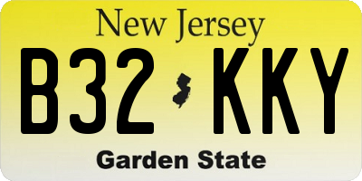 NJ license plate B32KKY