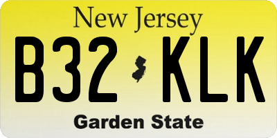NJ license plate B32KLK