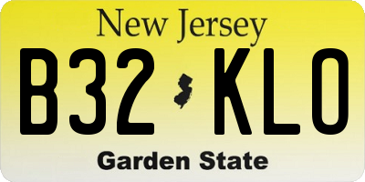 NJ license plate B32KLO