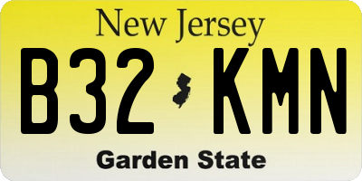 NJ license plate B32KMN