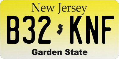NJ license plate B32KNF