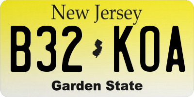 NJ license plate B32KOA
