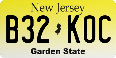 NJ license plate B32KOC