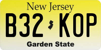 NJ license plate B32KOP