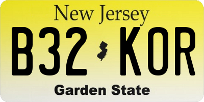 NJ license plate B32KOR