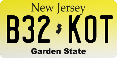 NJ license plate B32KOT