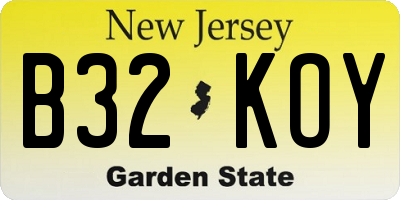 NJ license plate B32KOY