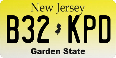 NJ license plate B32KPD