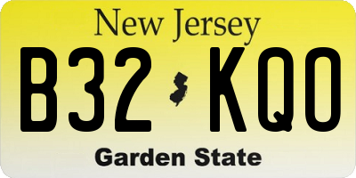 NJ license plate B32KQO