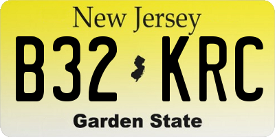 NJ license plate B32KRC
