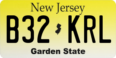 NJ license plate B32KRL