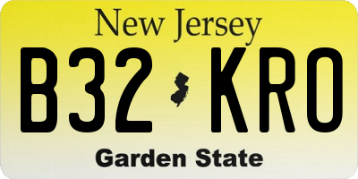 NJ license plate B32KRO