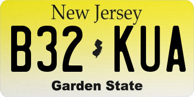 NJ license plate B32KUA