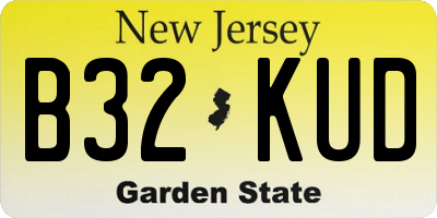 NJ license plate B32KUD