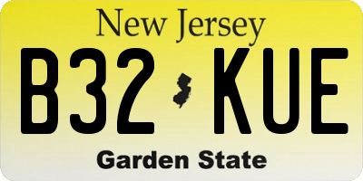 NJ license plate B32KUE