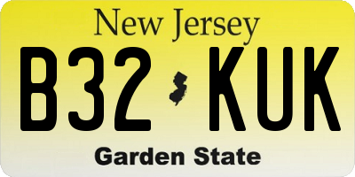 NJ license plate B32KUK