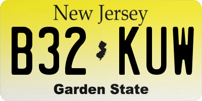 NJ license plate B32KUW