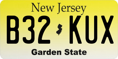 NJ license plate B32KUX