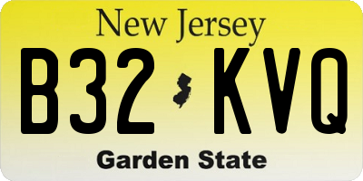 NJ license plate B32KVQ