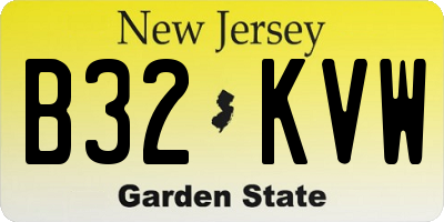 NJ license plate B32KVW
