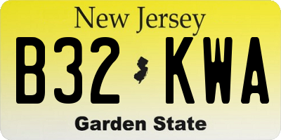 NJ license plate B32KWA