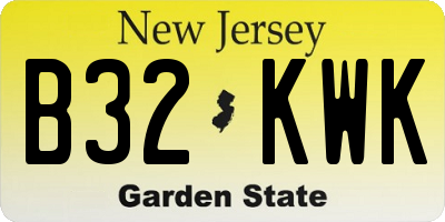 NJ license plate B32KWK