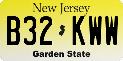 NJ license plate B32KWW