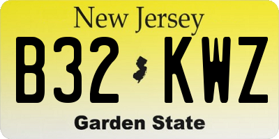 NJ license plate B32KWZ