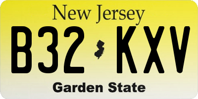 NJ license plate B32KXV
